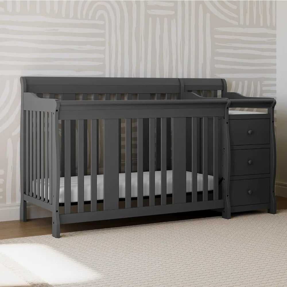 Portofino 5-in-1 Convertible Crib and Changer (Gray)